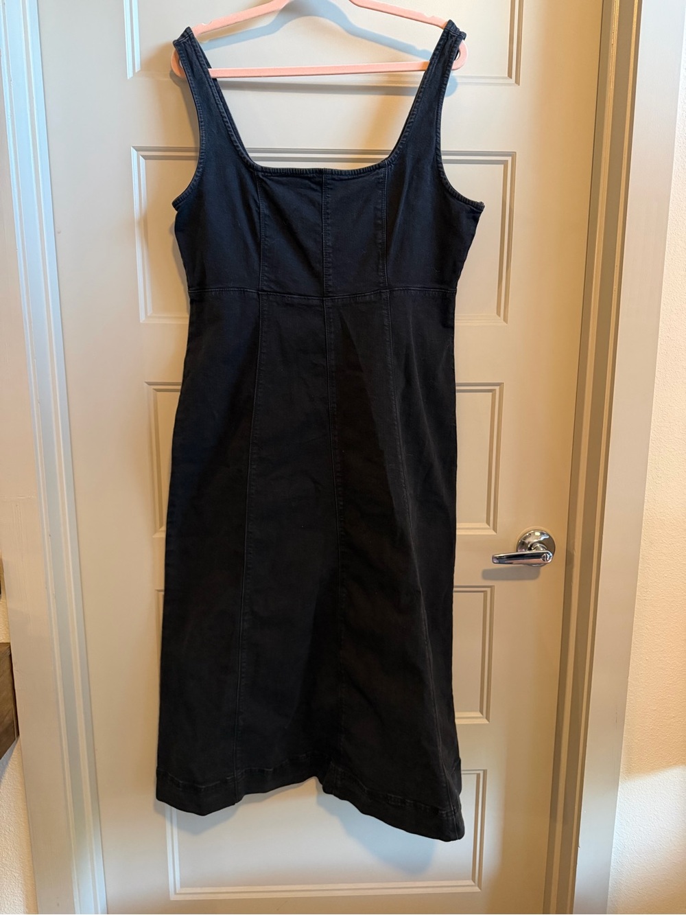 Black Denim Women's Tank Midi Dress
